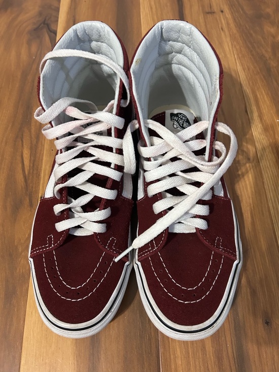 Vans Maroon & White Sk8-Hi Canvas Sneakers - Picture 4 of 7